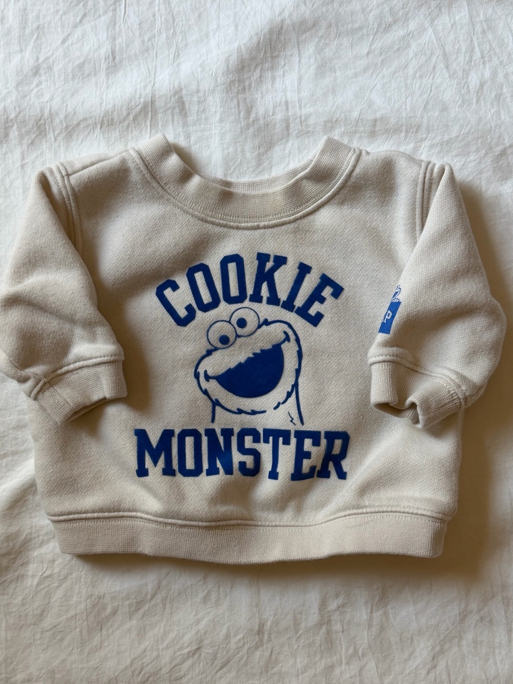 Baby Gap x Sesame Street Cookie Monster Sweatshirt 0-3M Cream
